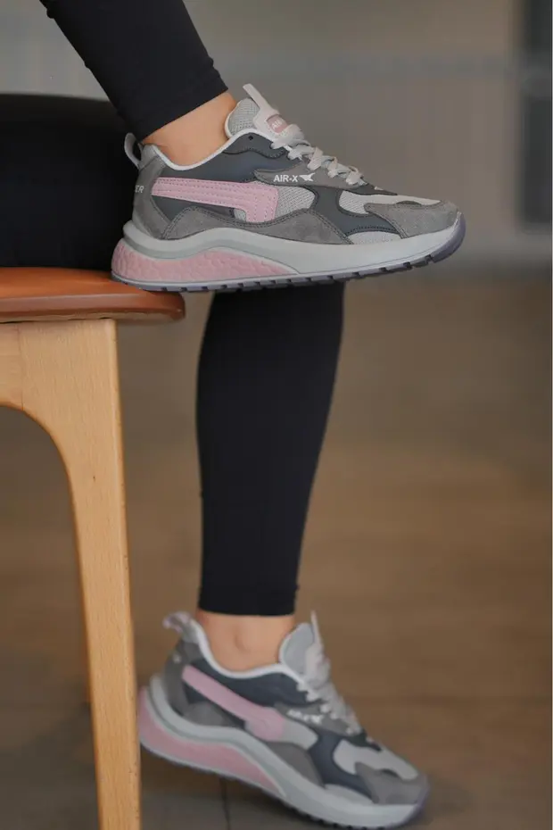 Kadın Füme Pudra Ortopedik Taban Günlük Sneaker 086-1